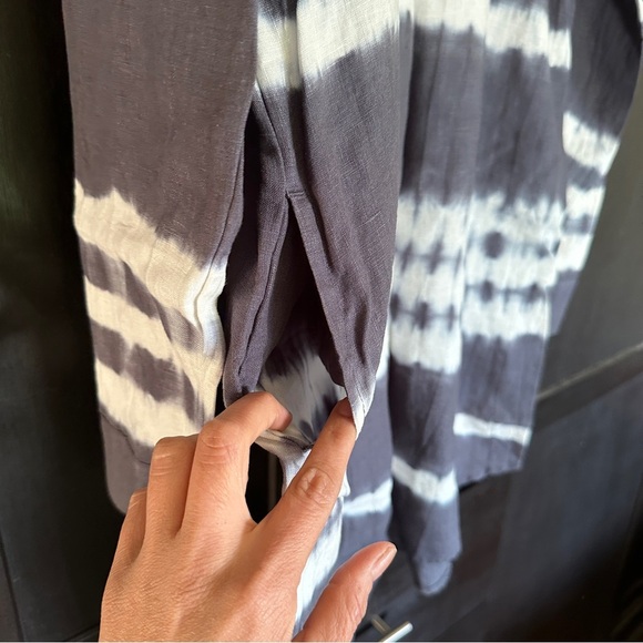 Allen Allen Blue Tie Dye Linen Shirt Dress Size M - Picture 4 of 11